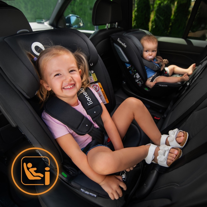 Lionelo - Siège-auto pivotant avec base BASTIAAN i-Size 40-150 cm Noir Carbone