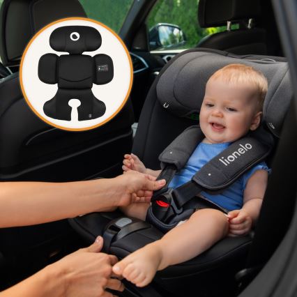 Lionelo - Siège-auto pivotant avec base BASTIAAN i-Size 40-150 cm Noir Carbone
