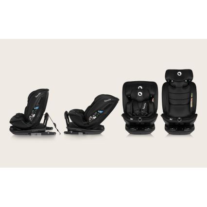 Lionelo - Siège-auto pivotant avec base BASTIAAN i-Size 40-150 cm Noir Carbone
