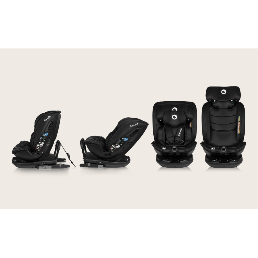 Lionelo - Siège-auto pivotant avec base BASTIAAN i-Size 40-150 cm Noir Carbone
