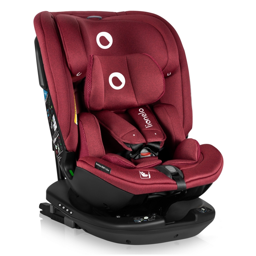 Lionelo - Siège-auto pivotant avec base BASTIAAN i-Size 40-150 cm Rouge bordeaux