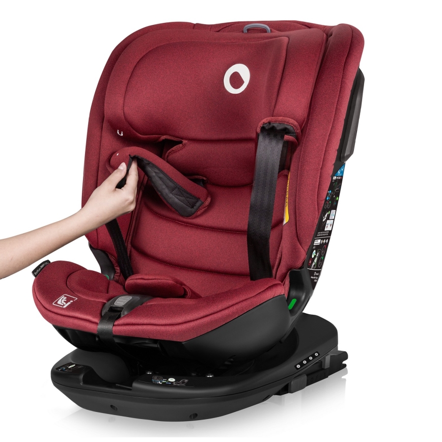 Lionelo - Siège-auto pivotant avec base BASTIAAN i-Size 40-150 cm Rouge bordeaux