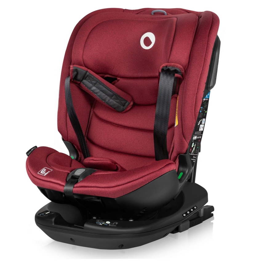 Lionelo - Siège-auto pivotant avec base BASTIAAN i-Size 40-150 cm Rouge bordeaux
