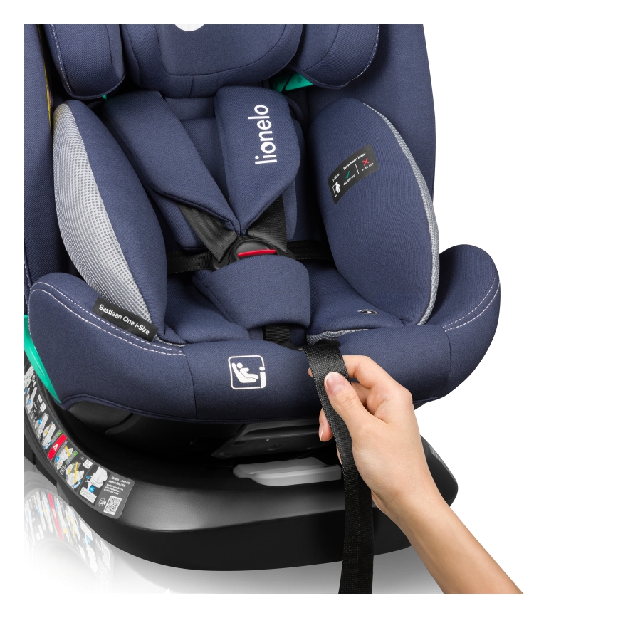 Lionelo - Siège auto pivotant sur base BASTIAAN ONE i-Size 40-150 cm Bleu marine
