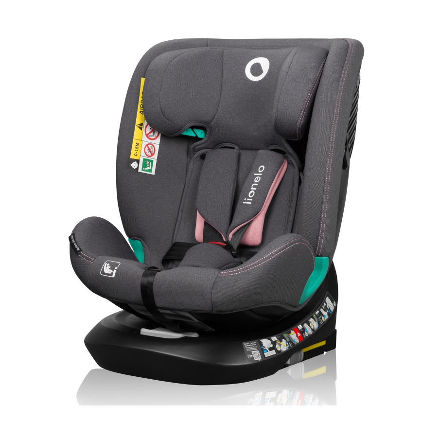 Lionelo - Siège-auto pivotant avec base BASTIAAN ONE i-Size 40–150 cm Rose