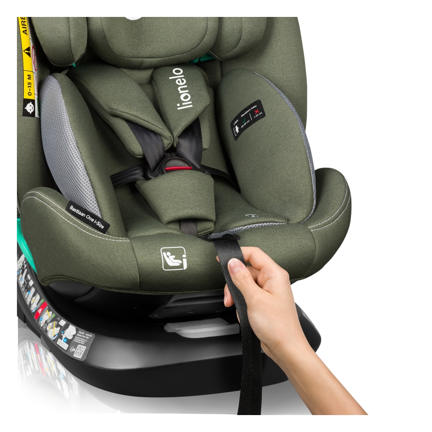 Lionelo - Siège-auto pivotant avec base BASTIAAN ONE i-Size 40-150 cm Vert olive