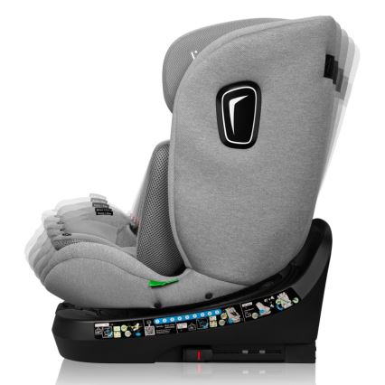 Lionelo - Siège-auto pivotant avec base BRAVE i-Size 40-150 cm Gris pierre