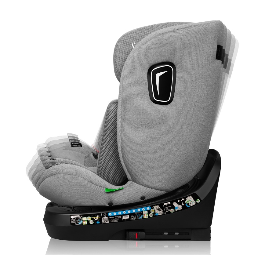 Lionelo - Siège-auto pivotant avec base BRAVE i-Size 40-150 cm Gris pierre