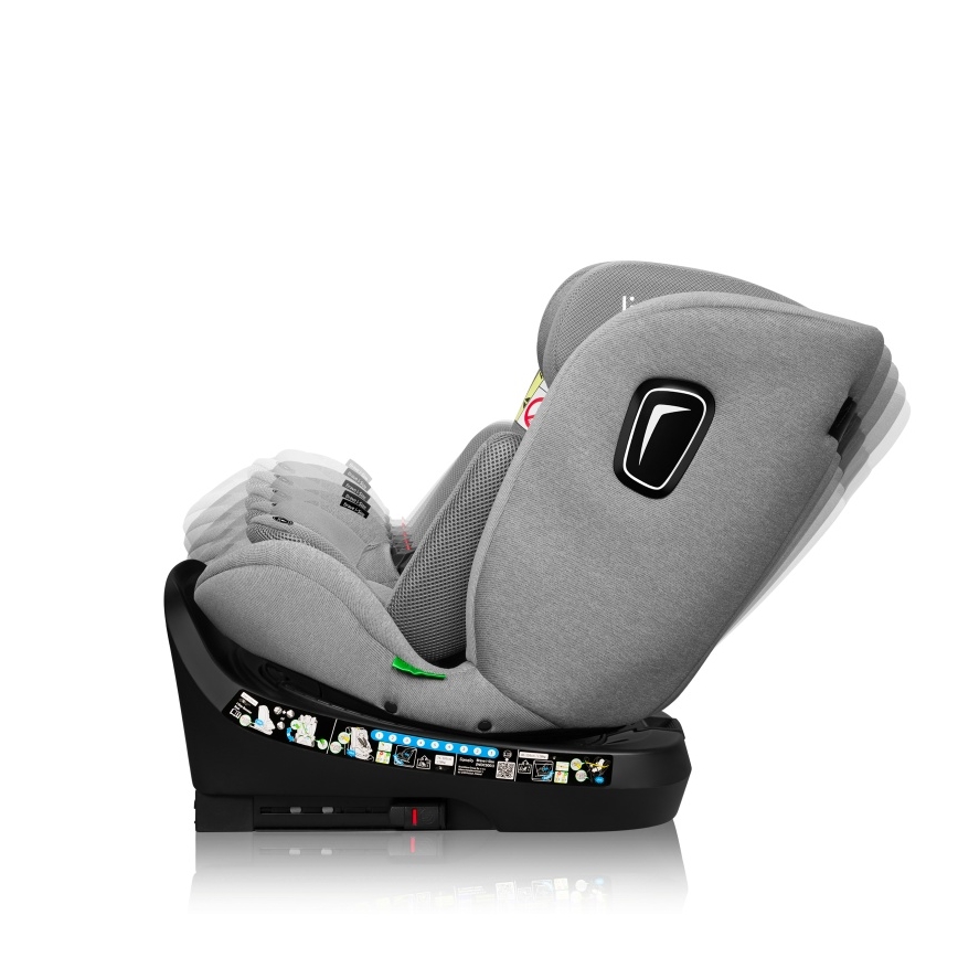 Lionelo - Siège-auto pivotant avec base BRAVE i-Size 40-150 cm Gris pierre