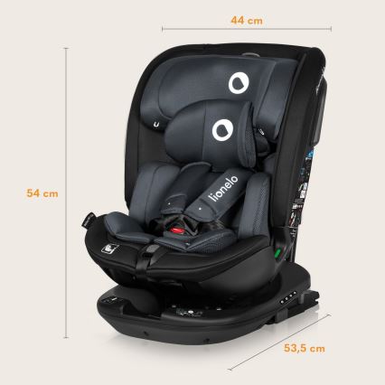Lionelo - Siège auto pivotant sur base BASTIAAN i-Size 40-150 cm Gris Stone
