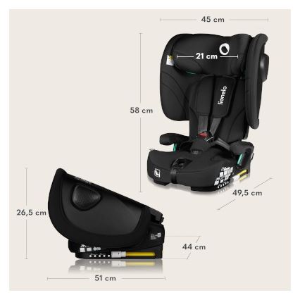 Lionelo - Siège-auto pliable NELLY i-Size 76–150 cm Noir Carbone