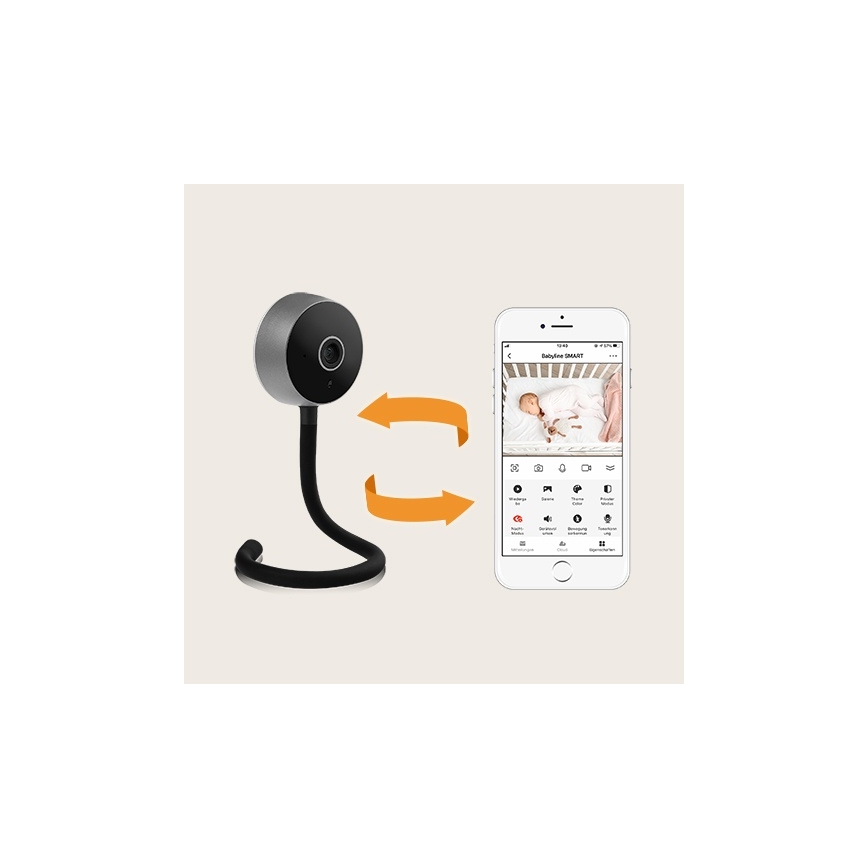 Lionelo - Slimme babyfoon BABYLINE SMART Wi-Fi Zwart