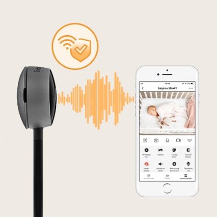 Lionelo - Slimme babyfoon BABYLINE SMART Wi-Fi Zwart