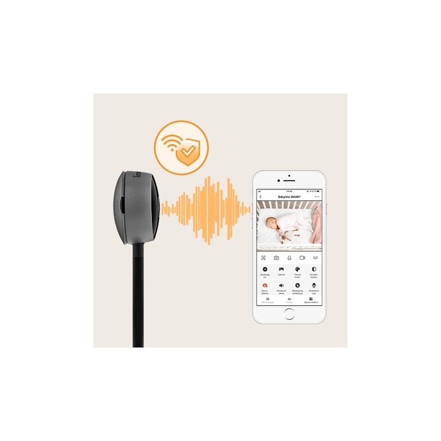 Lionelo - Slimme babyfoon BABYLINE SMART Wi-Fi Zwart