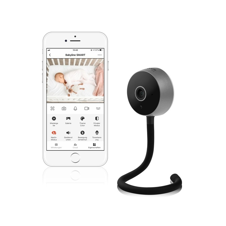 Lionelo - Slimme babyfoon BABYLINE SMART Wi‑Fi Zwart