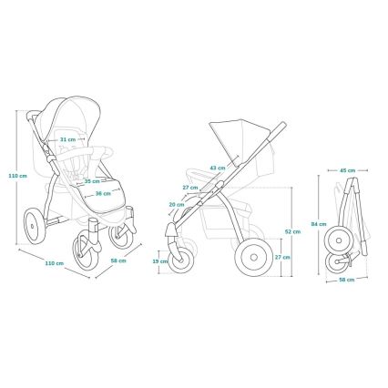 Lionelo - Sportieve kinderwagen ANNET PLUS Concrete