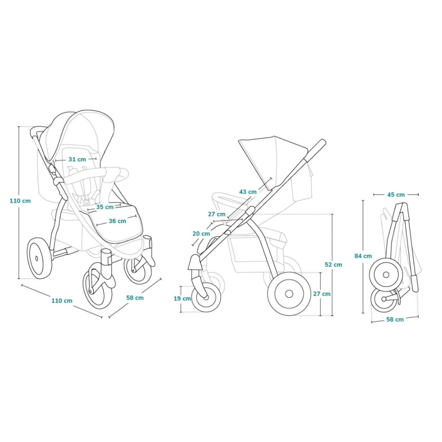 Lionelo - Sportieve kinderwagen ANNET PLUS Concrete
