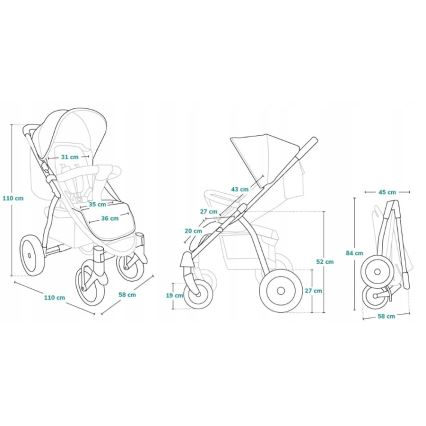 Lionelo - Sportieve kinderwagen ANNET PLUS Golden Moments