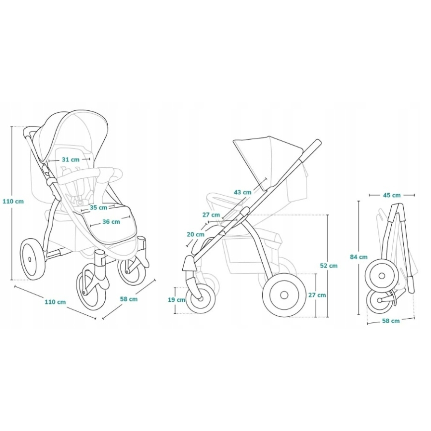 Lionelo - Sportieve kinderwagen ANNET PLUS Golden Moments