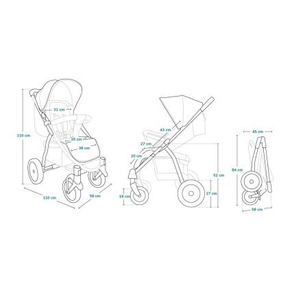 Lionelo - Sportieve kinderwagen ANNET PLUS zwart
