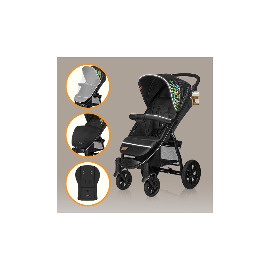 Lionelo - Sportieve kinderwagen ANNET TOUR zwart/groen