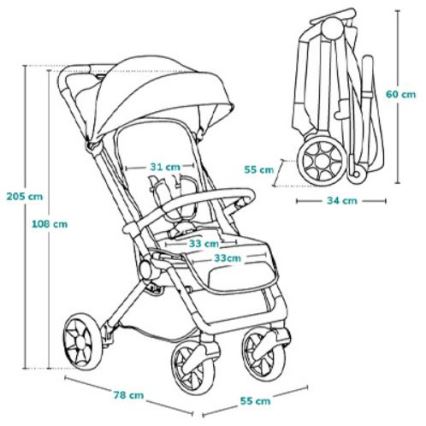 Lionelo - Sportieve kinderwagen CLOE zwart/blauw/goud