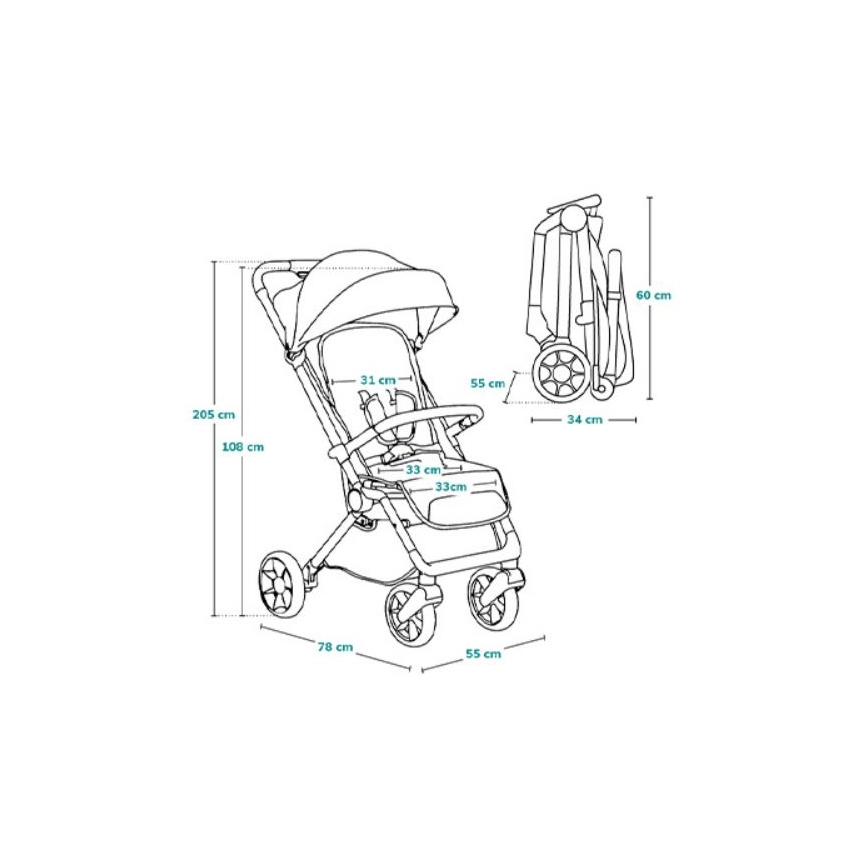 Lionelo - Sportieve kinderwagen CLOE zwart/blauw/goud