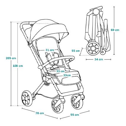 Lionelo - Sportieve kinderwagen CLOE zwart/goud