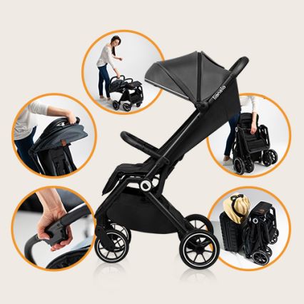 Lionelo - Sportieve kinderwagen CLOE zwart/grijs