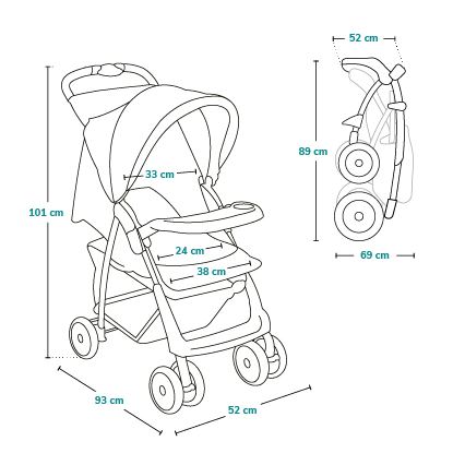 Lionelo - Sportieve kinderwagen EMMA PLUS grijs/zwart