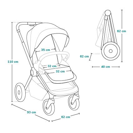 Lionelo - Sportieve kinderwagen MIKA PLUS Grijs Stone