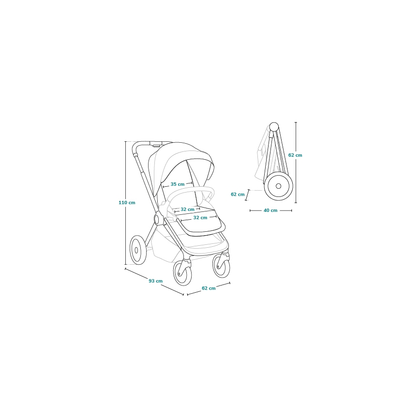 Lionelo - Sportieve kinderwagen MIKA PLUS Grijs Stone