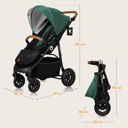 Lionelo - Sportieve kinderwagen NATT Smaragdgroen