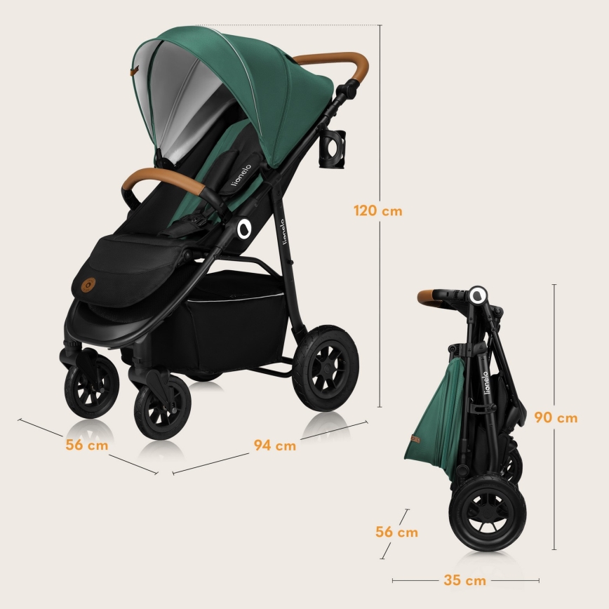Lionelo - Sportieve kinderwagen NATT Smaragdgroen