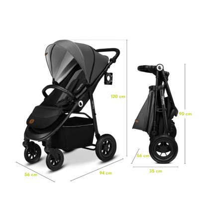 Lionelo - Sportieve kinderwagen NATT Zwart Onyx