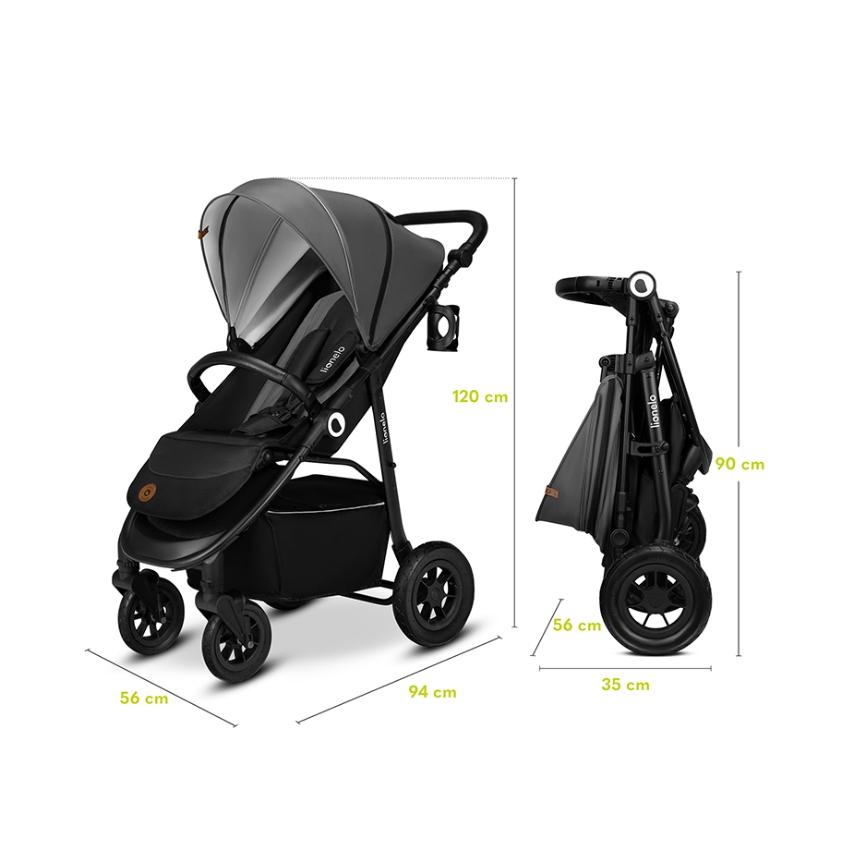 Lionelo - Sportieve kinderwagen NATT Zwart Onyx