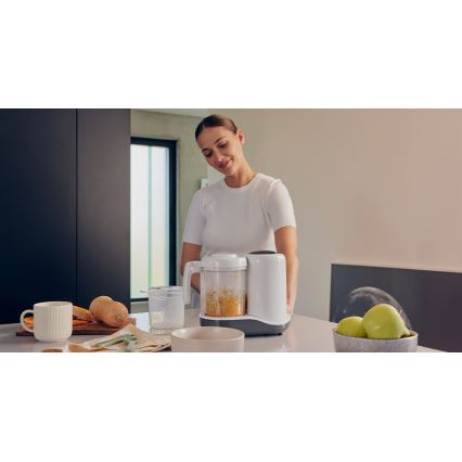 Lionelo - Stoomkoker 5-in-1 BABYMENU 110W/230V wit/grijs