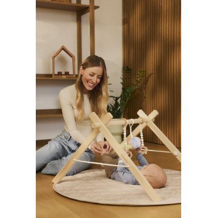 Lionelo - Tapis d'éveil pour bébé avec arche en bois ANIS