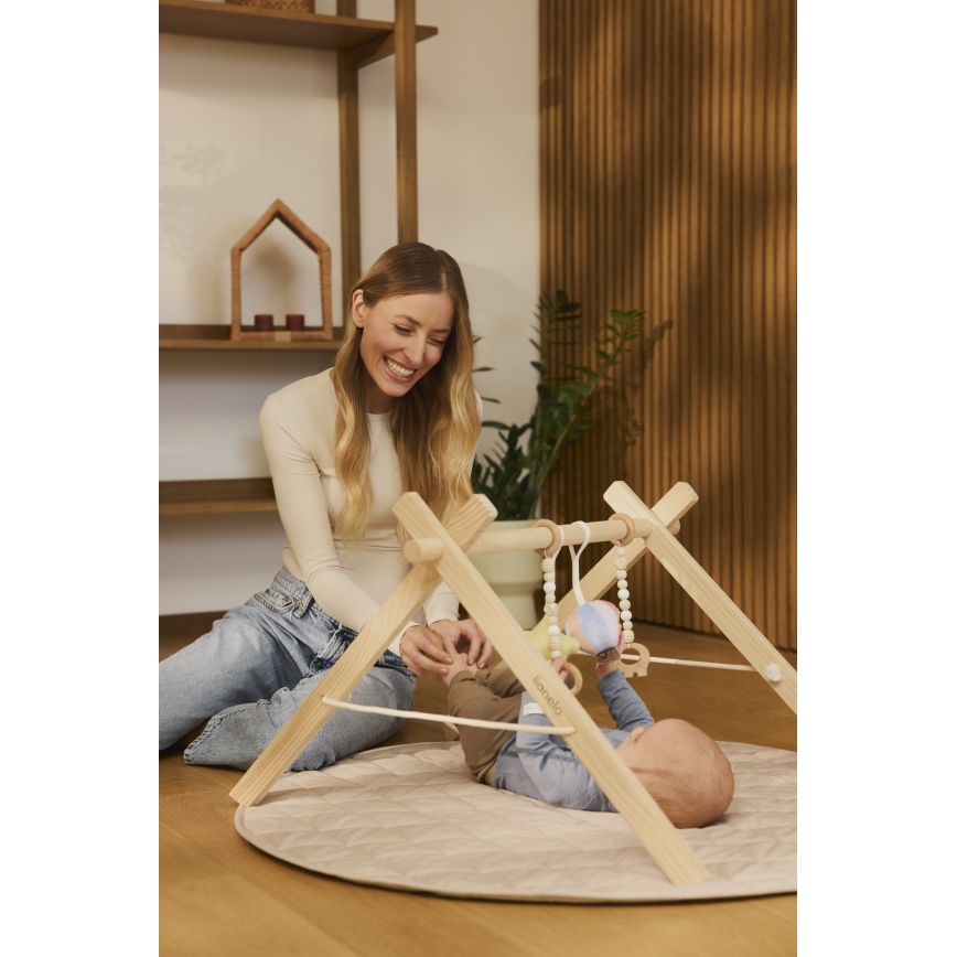 Lionelo - Tapis d'éveil pour bébé avec arche en bois ANIS