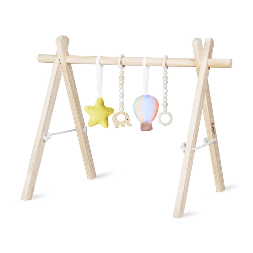 Lionelo - Tapis d'éveil pour bébé avec arche en bois ANIS