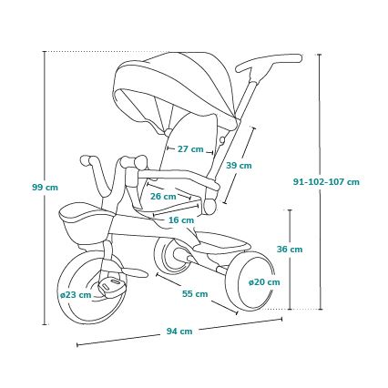 Lionelo - Tricycle enfant HAARI rose/gris