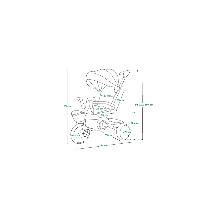 Lionelo - Tricycle enfant HAARI rose/gris