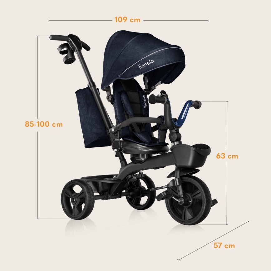 Lionelo - Tricycle pour enfant KORI Bleu marine