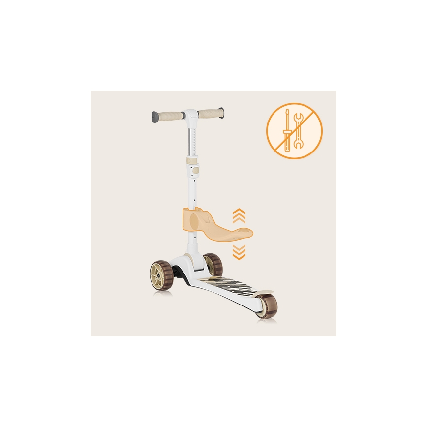Lionelo - Trottinette 2 en 1 pour enfants FRANKY blanc/beige