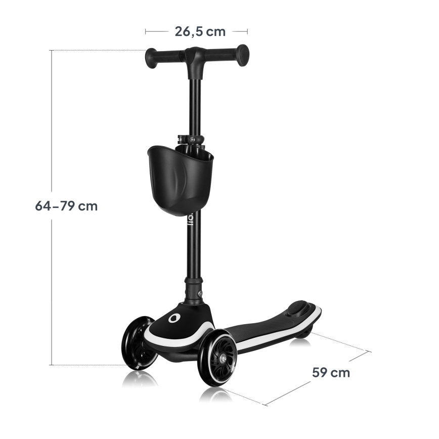 Lionelo - Trottinette enfant MEY 3xAAA Noir Onyx