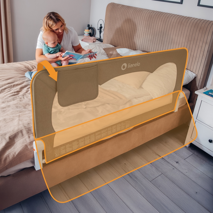 Lionelo - Veiligheidshekje voor bed HANNA Beige Melange
