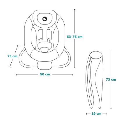 Lionelo - Vibrerend wipstoeltje voor baby's met een melodie PASCAL 2xAA grijs/turquoise