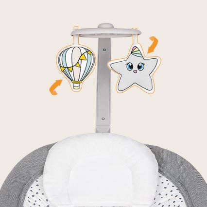 Lionelo - Vibrerende babywipstoel met melodie PASCAL 2xAA grijs
