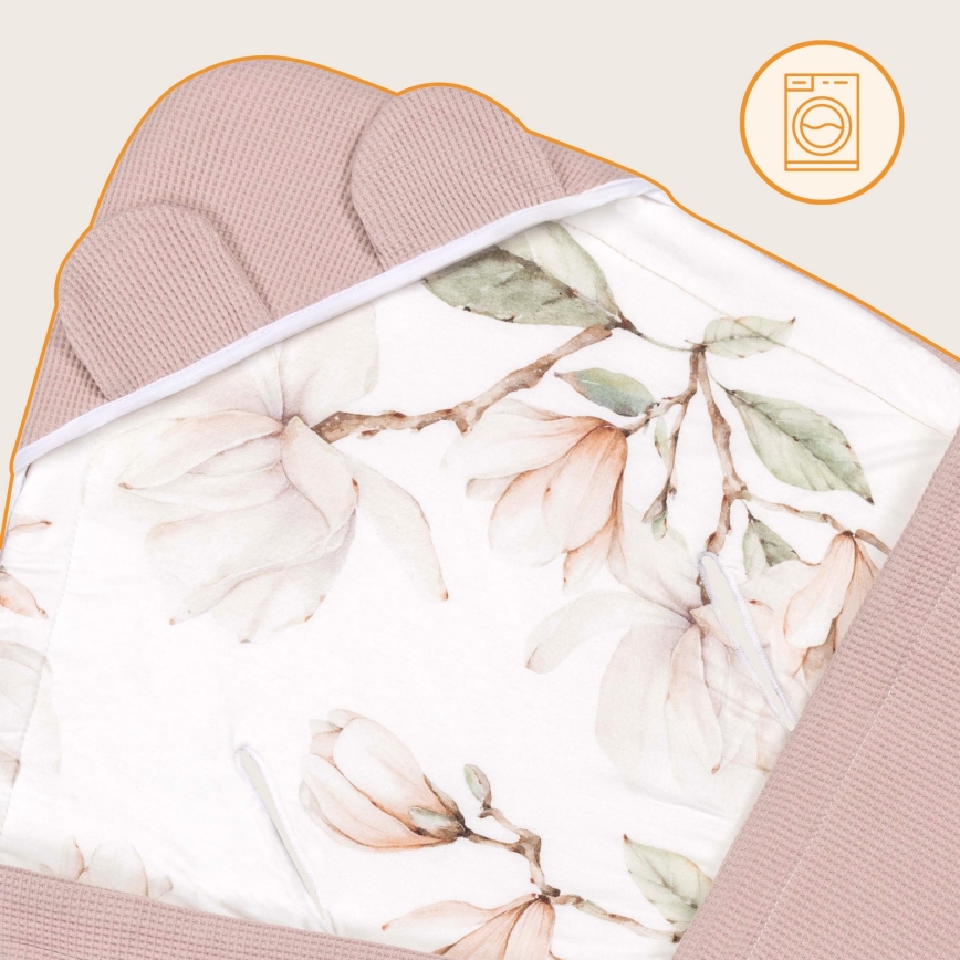 Lionelo - Wikkeldeken voor autostoeltje TRAVEL SWADDLE 90x90 cm Beige Magnolia