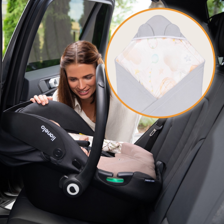 Lionelo - Wikkeldoek voor autostoel TRAVEL SWADDLE 90x90 cm Grijs Ballon